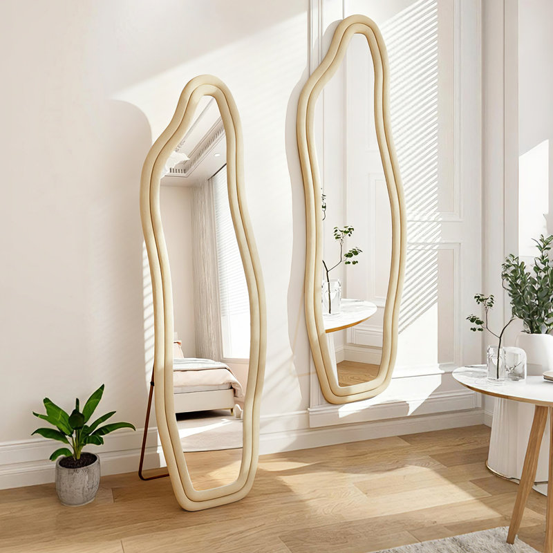Aleaya Fabric Half-circle Mirror, Gold, 140cm H x 45cm W