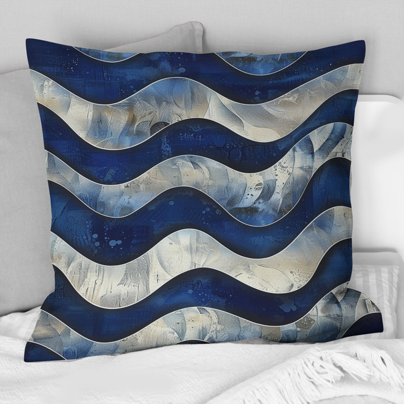 Coussin Blue Retro Wave - Mid-Century, H 18 po x l 18 po