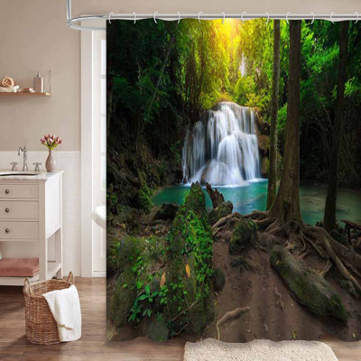 Rideau de douche avec 12 crochets Waterfall