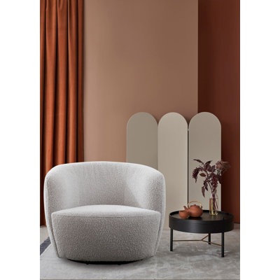 Andrean Upholstered Swivel Barrel Chair