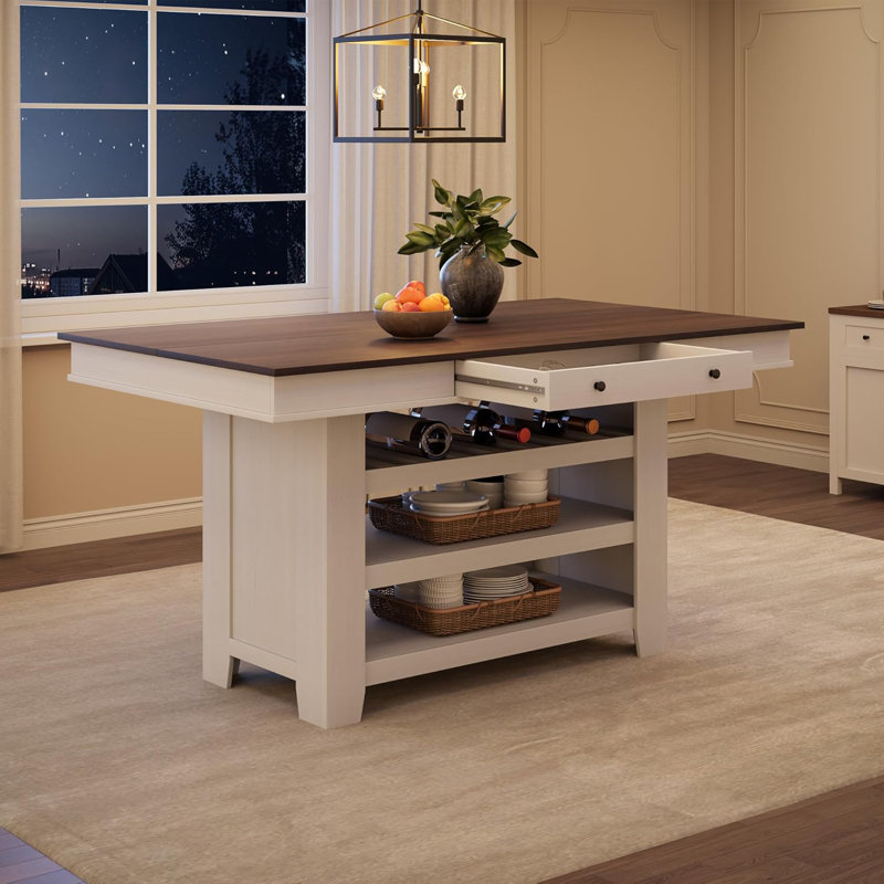 Wood Kitchen Island, White