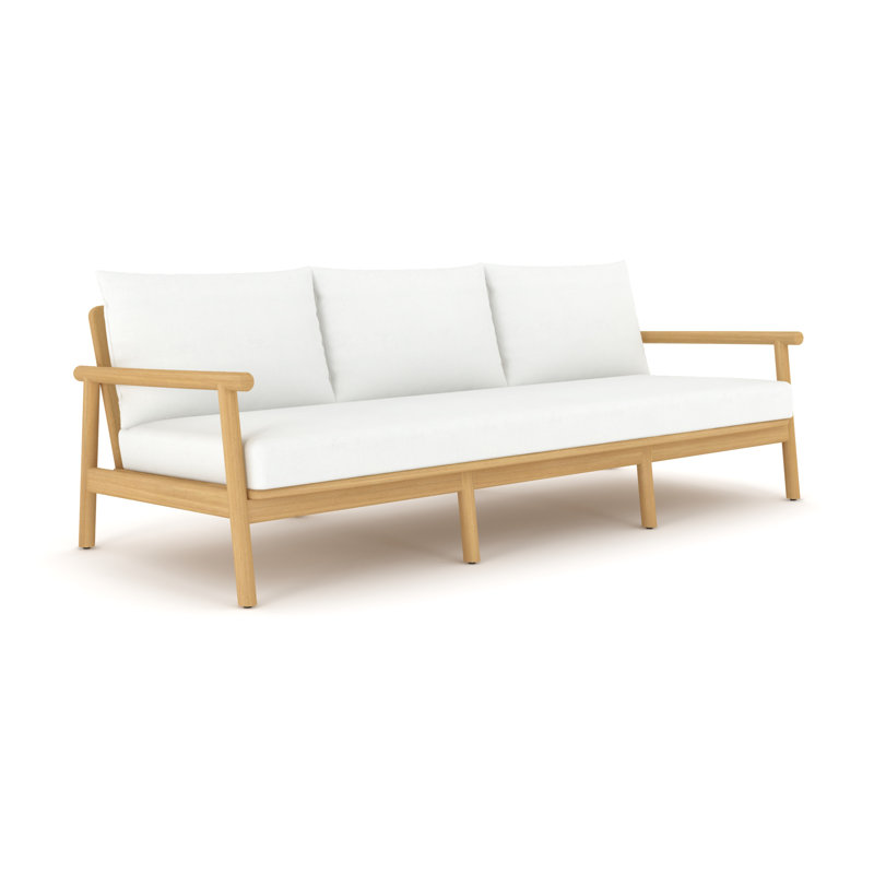 Canapé 86,6 po en teck de qualité supérieure avec coussins Sunbelievable ™, entièrement assemblé (sable ivoire)