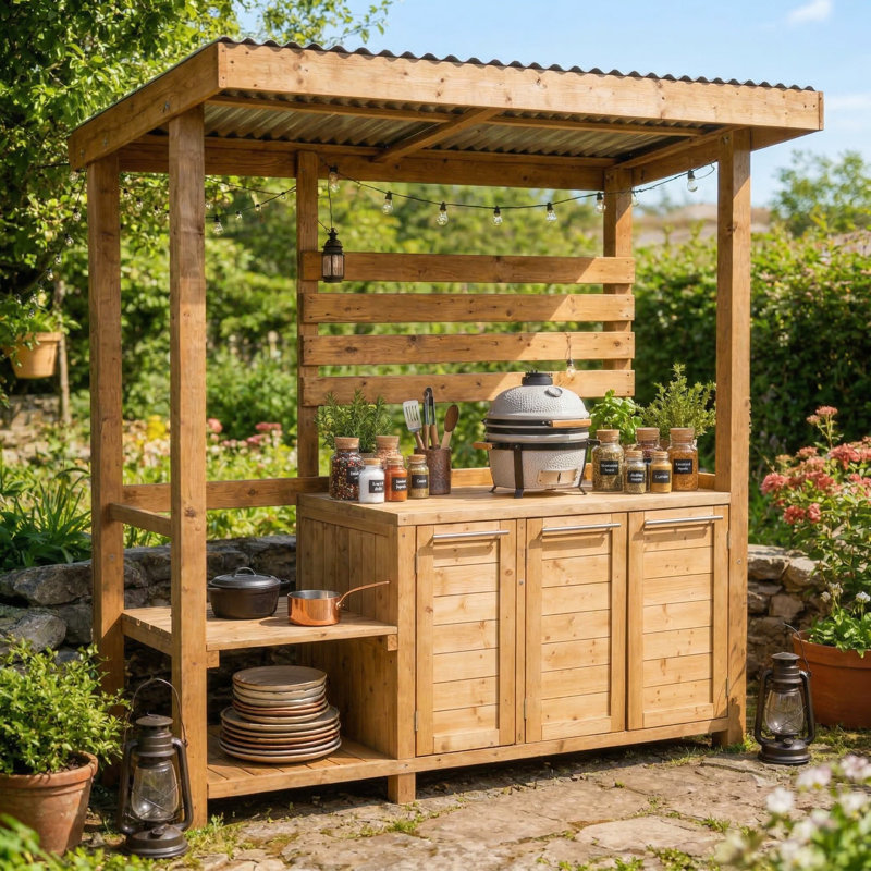 100% Natural Cedar Outdoor Kitchen Island