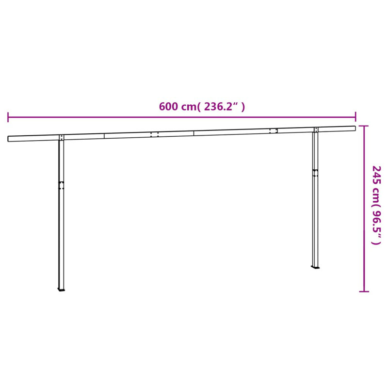 Auvent en métal blanc VidaXL, H 96,5 po x l 236,2 po, Anthracite; noir