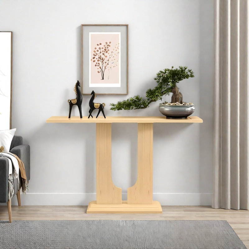 Console Modern Minimalist, H 31,5 po x l 47,24 po x P 11,81 po, Bois naturel
