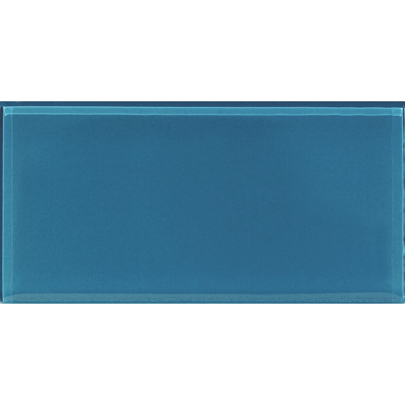 3"X 6" Polished Glass Subway Tile, Ocean Blue