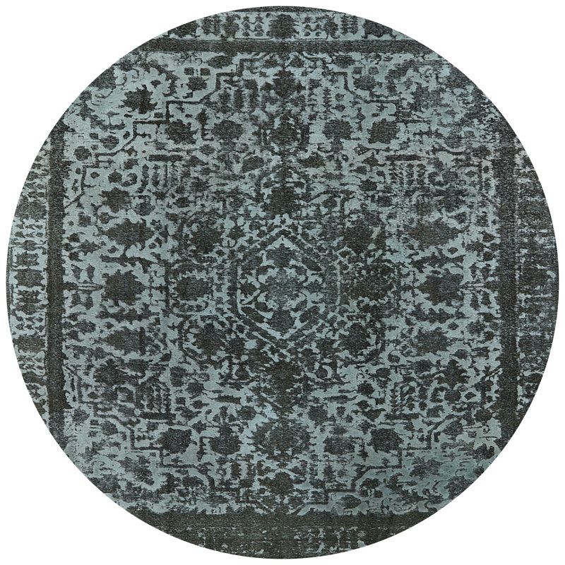 Tapis oriental bleu, Rond 6 pi