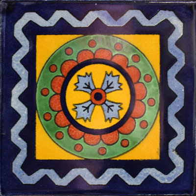 4.2" x 4.2" 9pcs TalaMex Catania Mexican Clay Tile Handmade Talavera Backsplash Mosaic