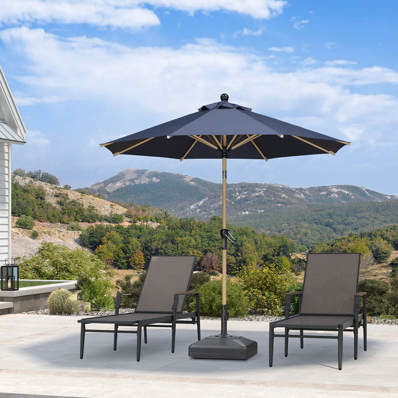 Parasol pour terrasse 9 pieds avec base et parasol commercial en aluminium pour terrasse, Marine