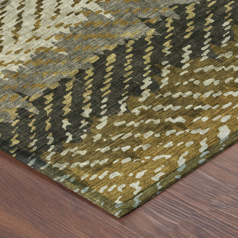 Machine Washable Indoor/Outdoor Chantille ACN2740 Striped Rug, Mocha, 5' x 7'6"