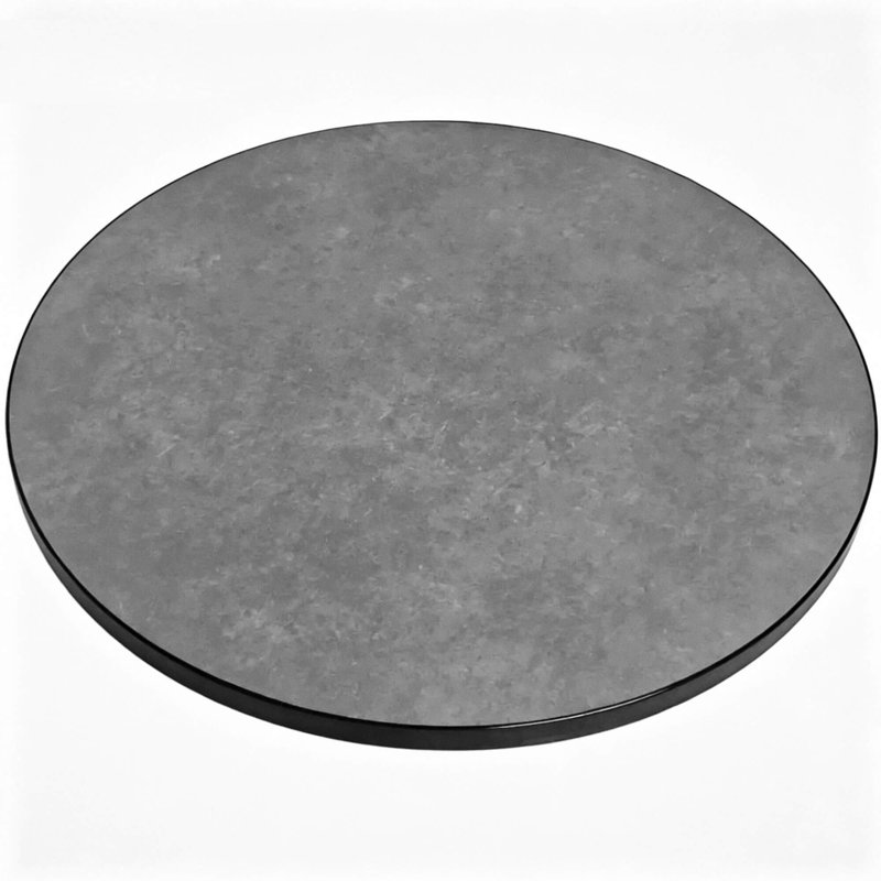 Plateau de table en pierre frittée de 71 cm (28 po) avec bordure métallique pour cafés, bistrots et petits espaces (plateau seulement)