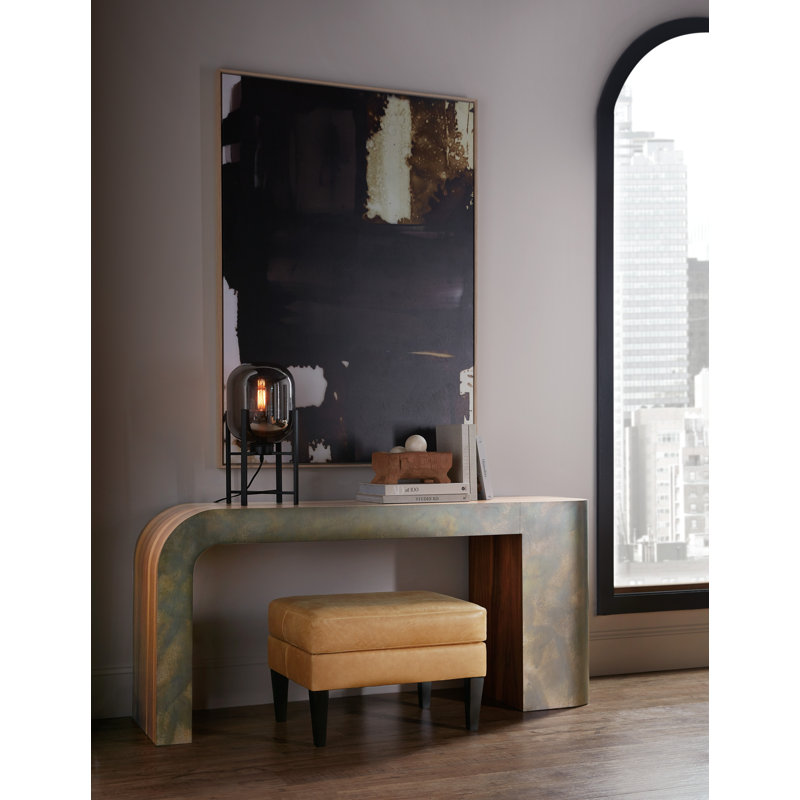 Brown Oak and Metal Waterfall Console Table