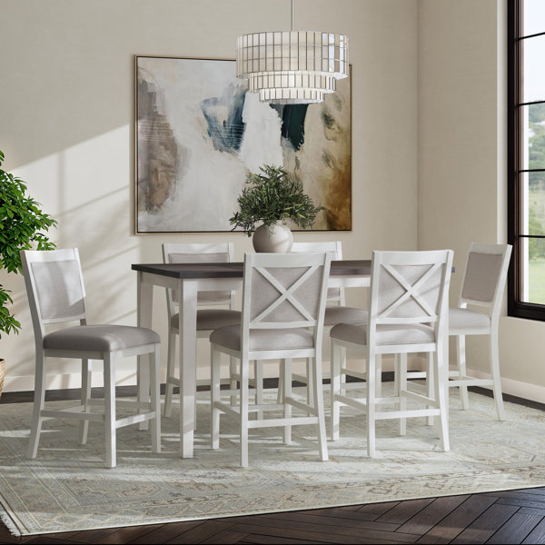 Lark Manor™ Auob 7 Piece 60" Solid Wood Padded Seat and Back Dining Set ...