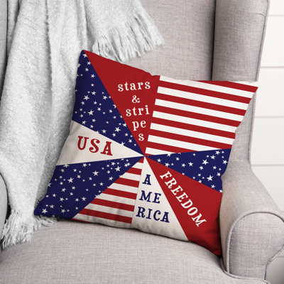 Housse et insert d'oreiller carré Patriotic Flag Starburst