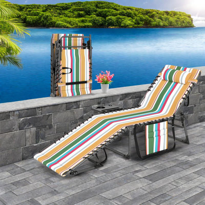 Chaise longue de patio réglable, structure en acier, style coloré pour l'extérieur