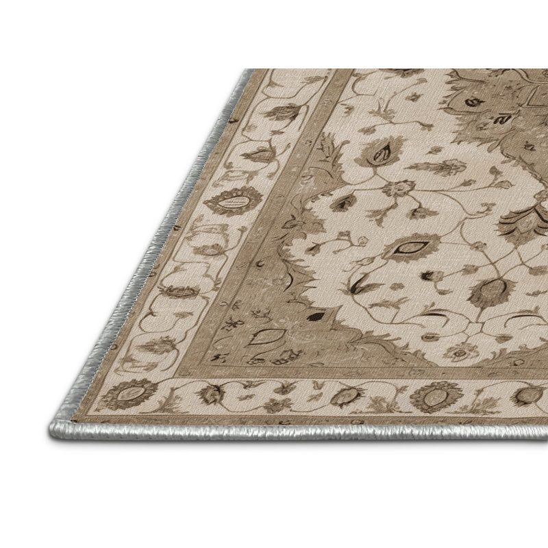 Tapis beige Tabriz lavable à la machine, Rectangulaire 2 pi x 3 pi