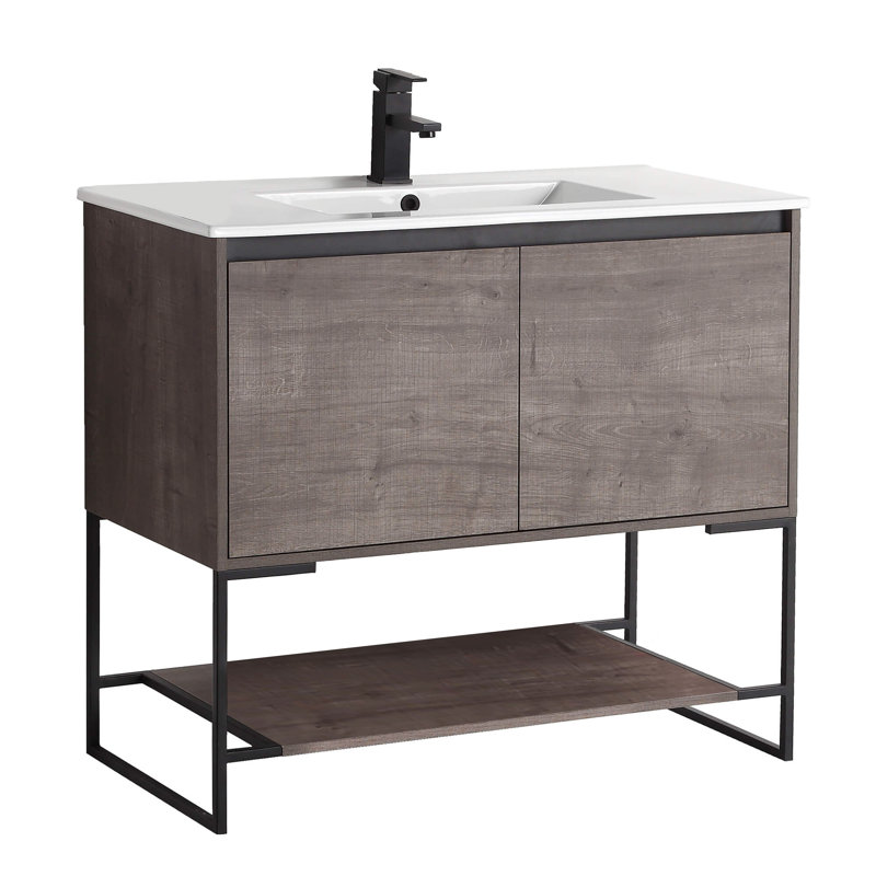 Ensemble de meuble-lavabo simple 36 po Carliana, gris