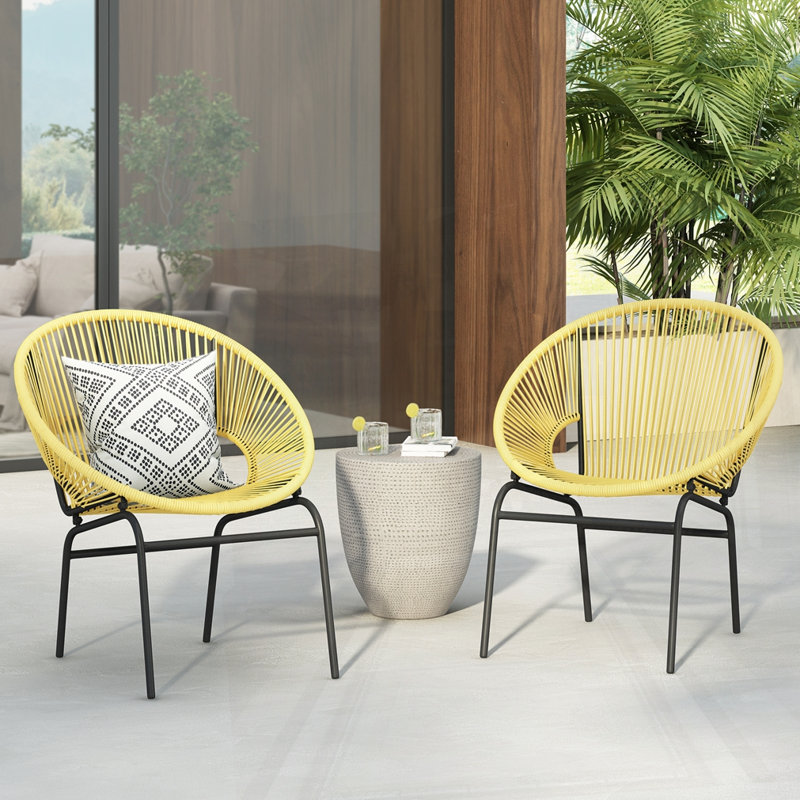 Chaise d'extérieur en osier, Jaune