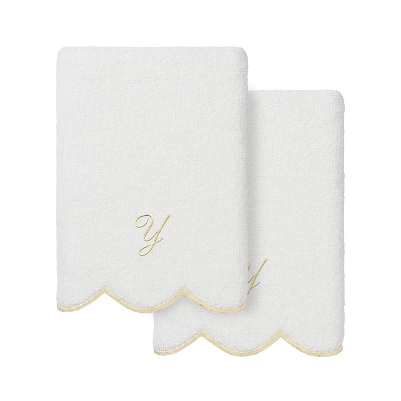  Ensemble de serviettes 100% coton turque ADORNIA, Y, Blanc / beige, Ensemble de 2 essuie-mains