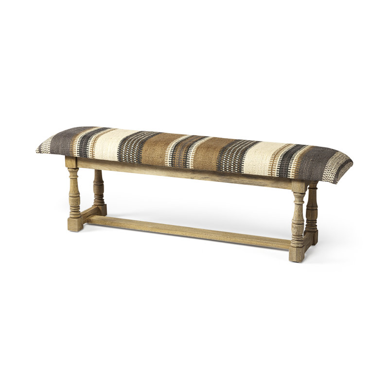 Banc rembourré Hortense, Crème / beige / rayé