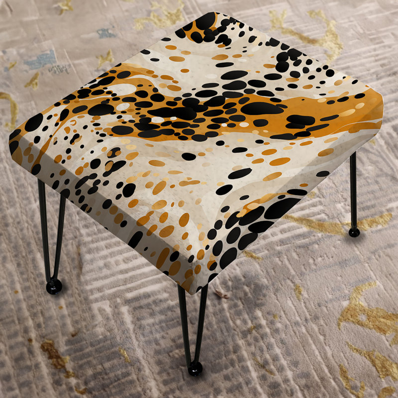 Yellow And Black Wild Cheetah Print - Abstract Rectangle Ottoman