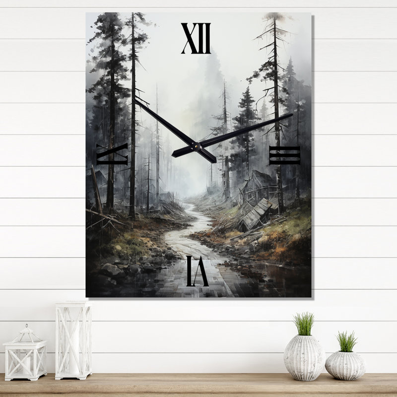 Jerleen - Horloge murale paysage et nature surdimensionnée, H 40 po x l 30 po x P 1 po