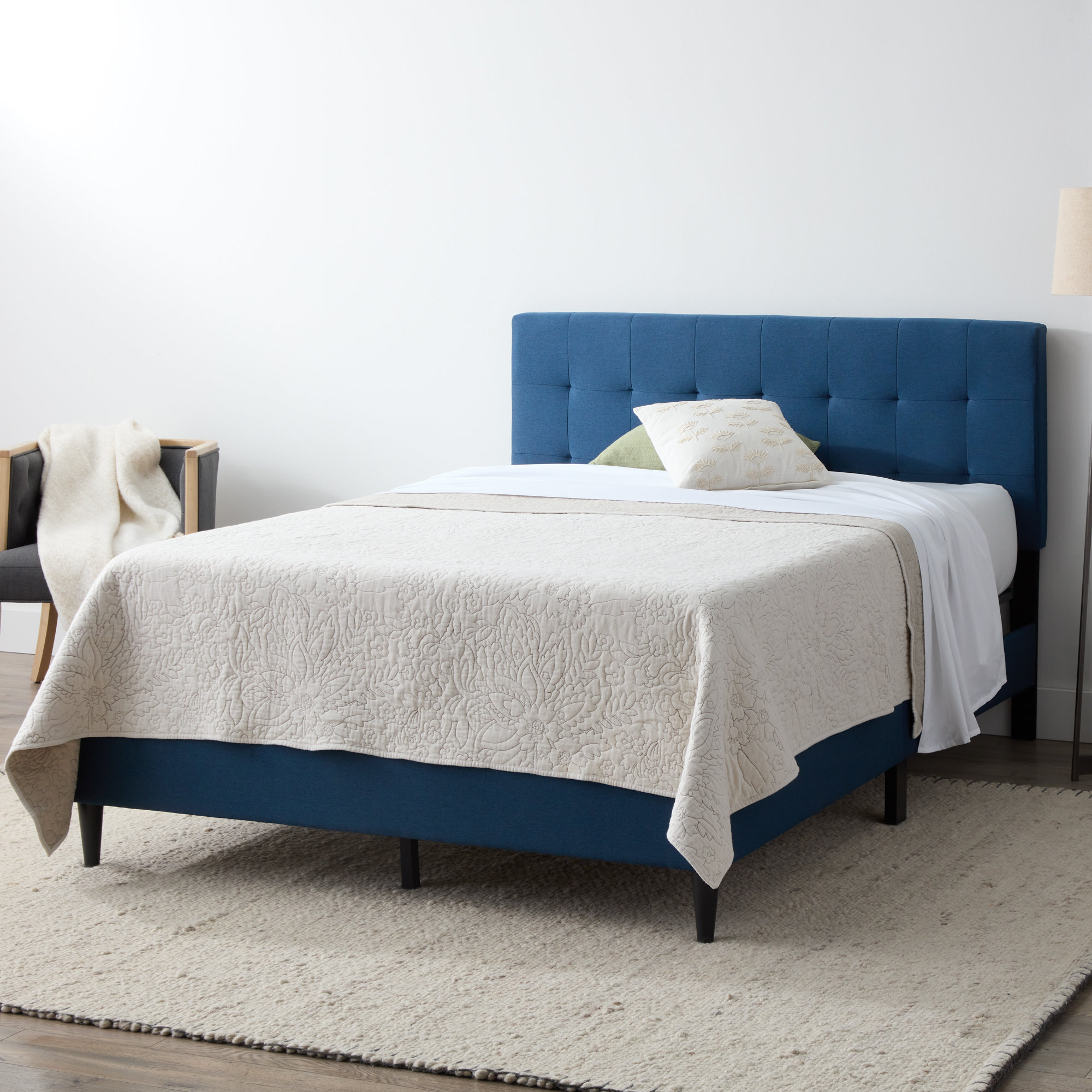 Lark Manor™ Ahmier Upholstered Bed with Square Tufted Headboard ...