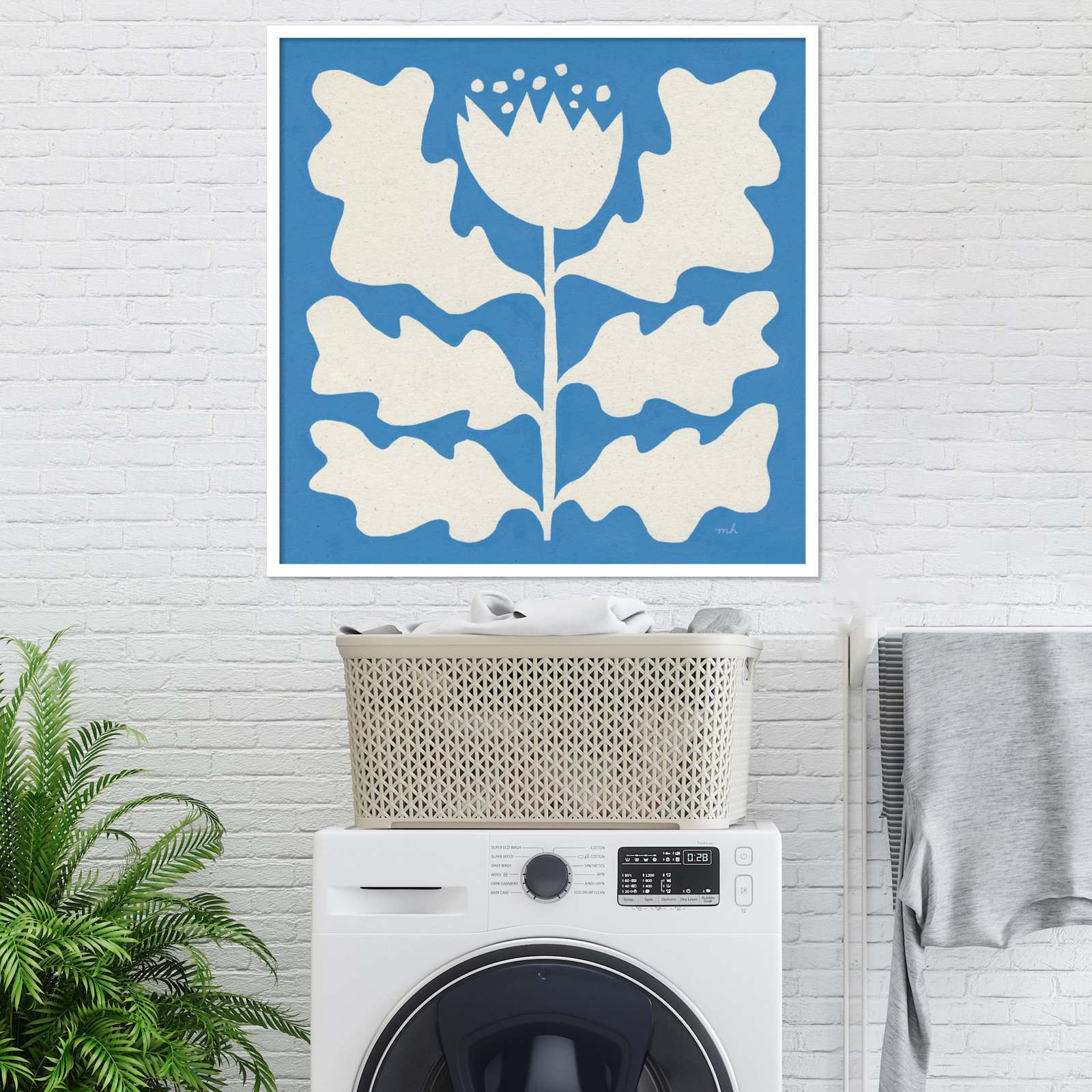 Delighted Floral I Blue Print, White, 33" W x 33" H