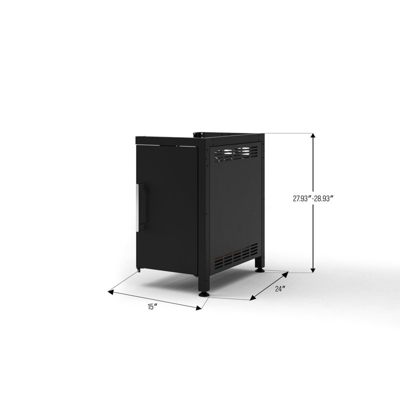 Armoire multifonctionnelle en aluminium noir de 38 cm (15 po) de la série Essential pour cuisine extérieure