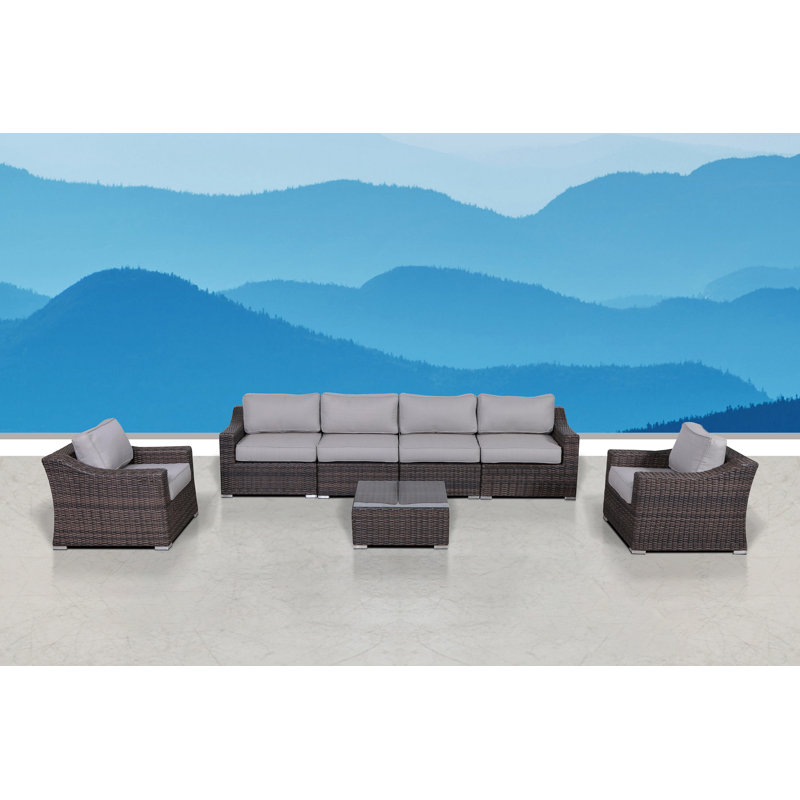 Ensemble de conversation modulaire avec coussins 7 pièces Biles