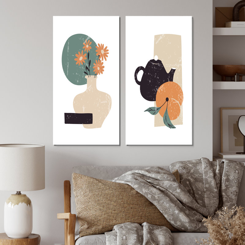 «Retro House Decor Still Life I», ensemble de 2 impressions, Toile tendue, H 40 po x l 40 po x P 1,5 po