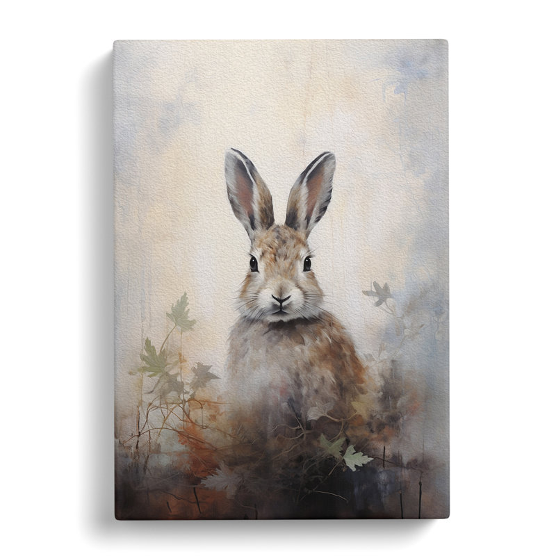 Rabbit Gestural - Wrapped Canvas, 50cm H x 35cm W x 3cm D