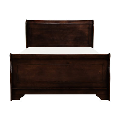 Traditional Bedroom Queen Bed With Dark Cherry - Furniture Piece Foundation Required Wood And Engineered Construction Classic Design Headboard, Rails Frame