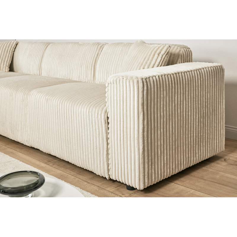 Charee Upholstered Corner Sectional, Left Hand Facing, Beige Corduroy