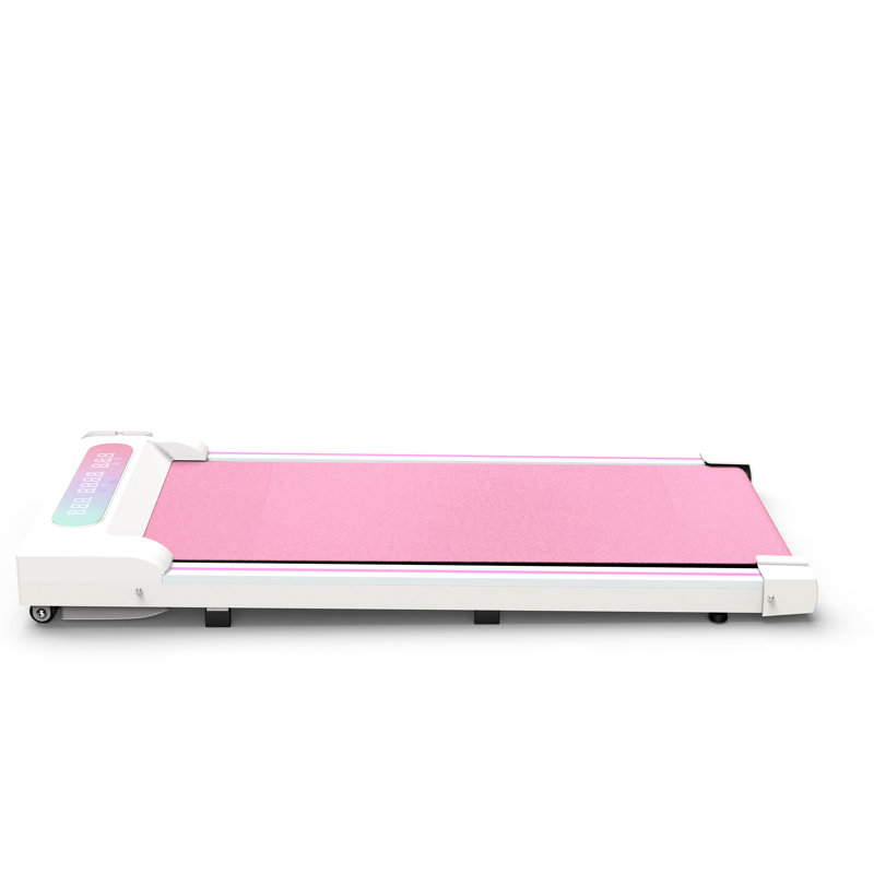 Tapis de marche rose 2 en 1 avec tapis roulant sous la table avec télécommande et affichage à DEL Moteur amélioré de 2,5 ch à 5 couches - Machine à jogger à courroie mobile - Poignée multifonction