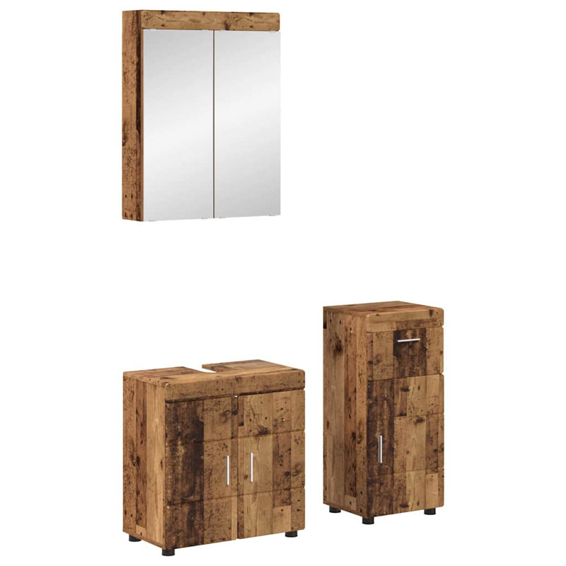 Vanity & Mirror Set, Medium Wood