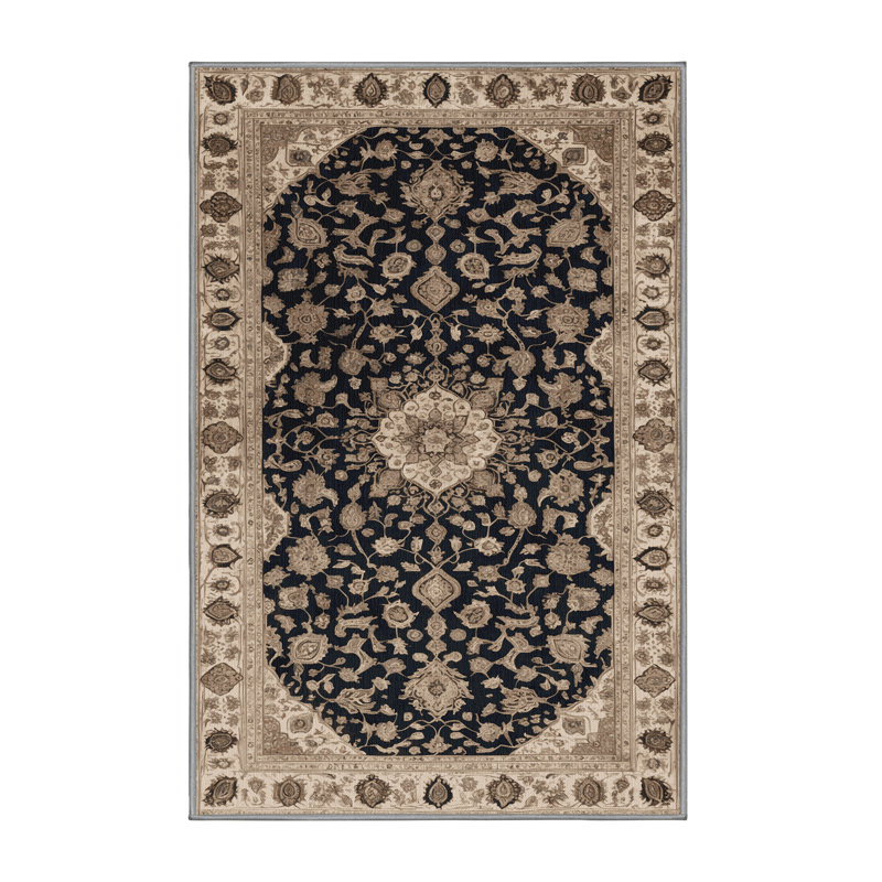 Machine Washable Persian Grey Area Rug, Rectangle 7' x 9'
