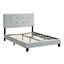 Structure de lit plateforme tapissier en gris, lit double avec tête de lit, support de lattes en bois stable, sommier, base facile à assembler, sans sommier, lit gris avec limite de poids de 600 lb, ressort requis,