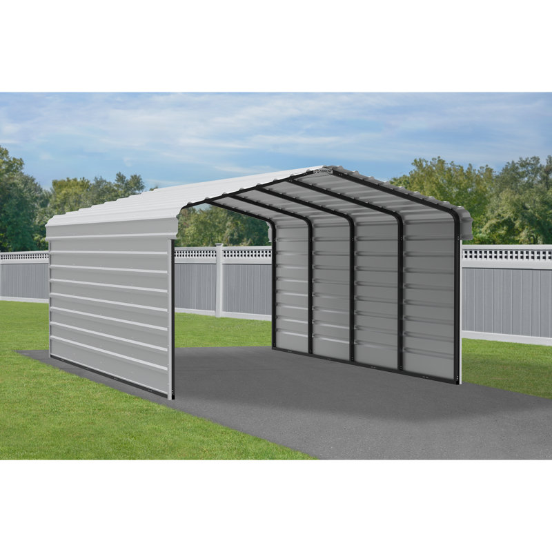 Abri d'auto en acier avec 2 ensembles de parois latérales, 12 x 20 x 7, Blanc