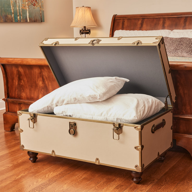RHINO LUXURY FAUX LEATHER END OF BED TRUNK - BUNN FEET, Alabaster