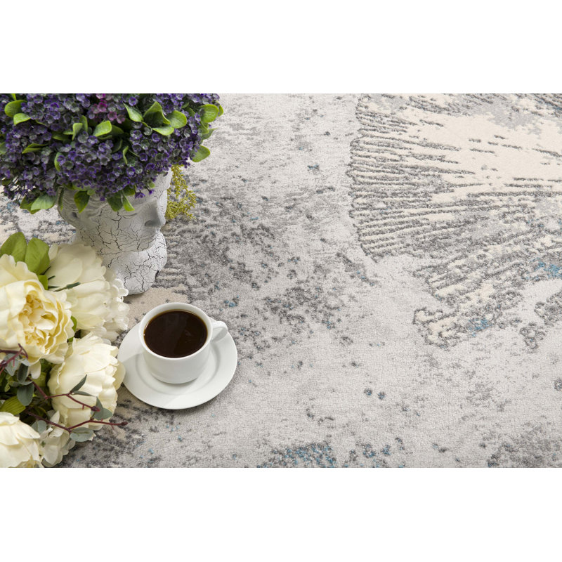 Rug Branch Zephira 8' x 11' (7'9" x 10'9") Blue/Grey Abstract Indoor Area Rug, Contemporary, Medium Pile, Stain-Resistant Carpet - Living Room, Bedroom, Dining Room, and Kitchen