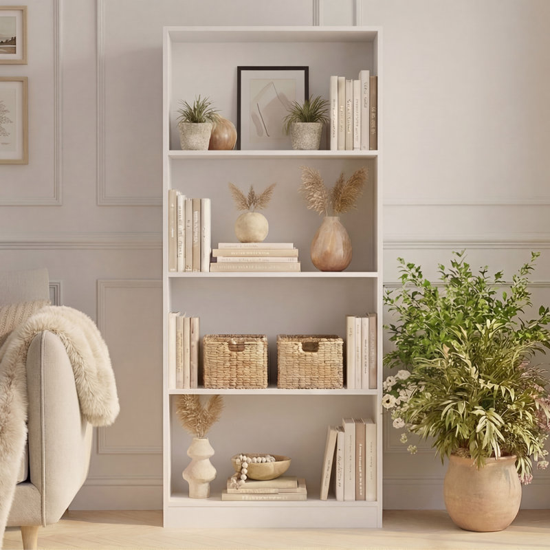 142cm H x 60cm W Standard Bookcase, White, (4 Shelves) 140 cm H x 60 cm W x 24" D