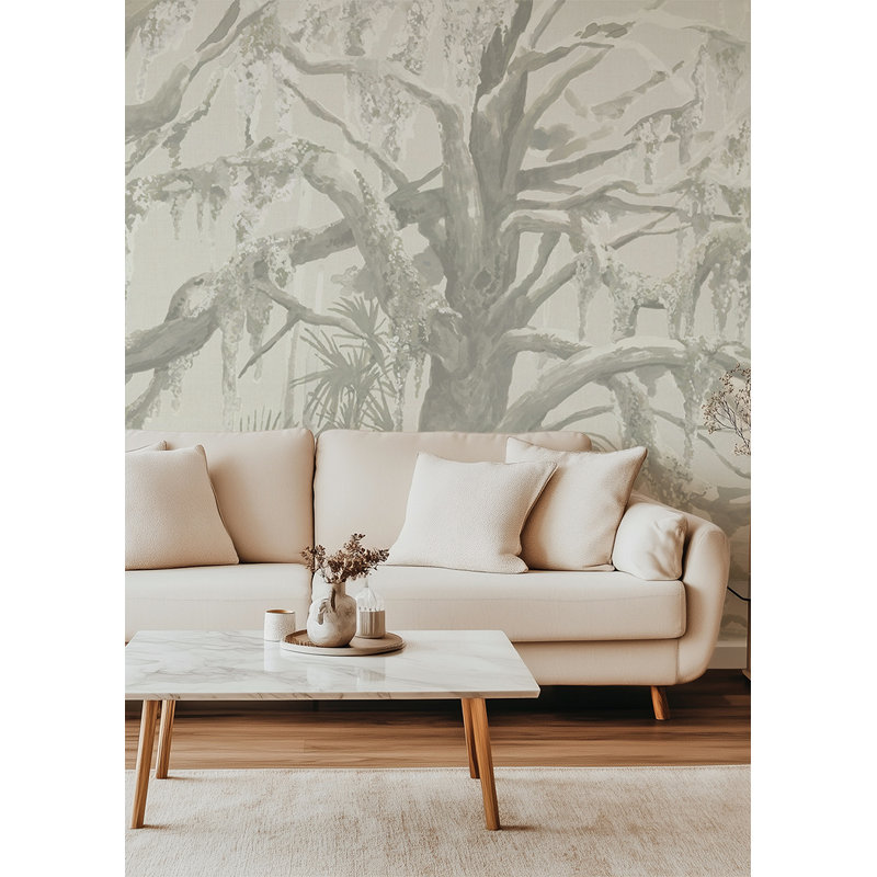 Kiawah Oaks Muted Mural by Megan Molten, Beige, Paper