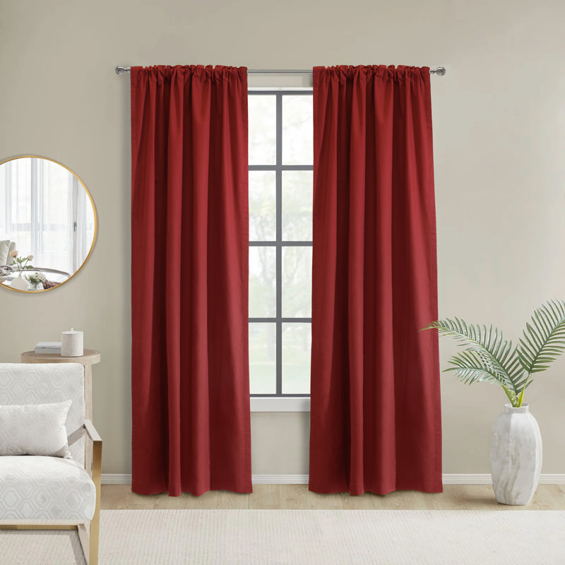 Weathermate Topsions Room Darkening 100% Cotton Curtain Panels, 40" W x 84" L, Burgundy