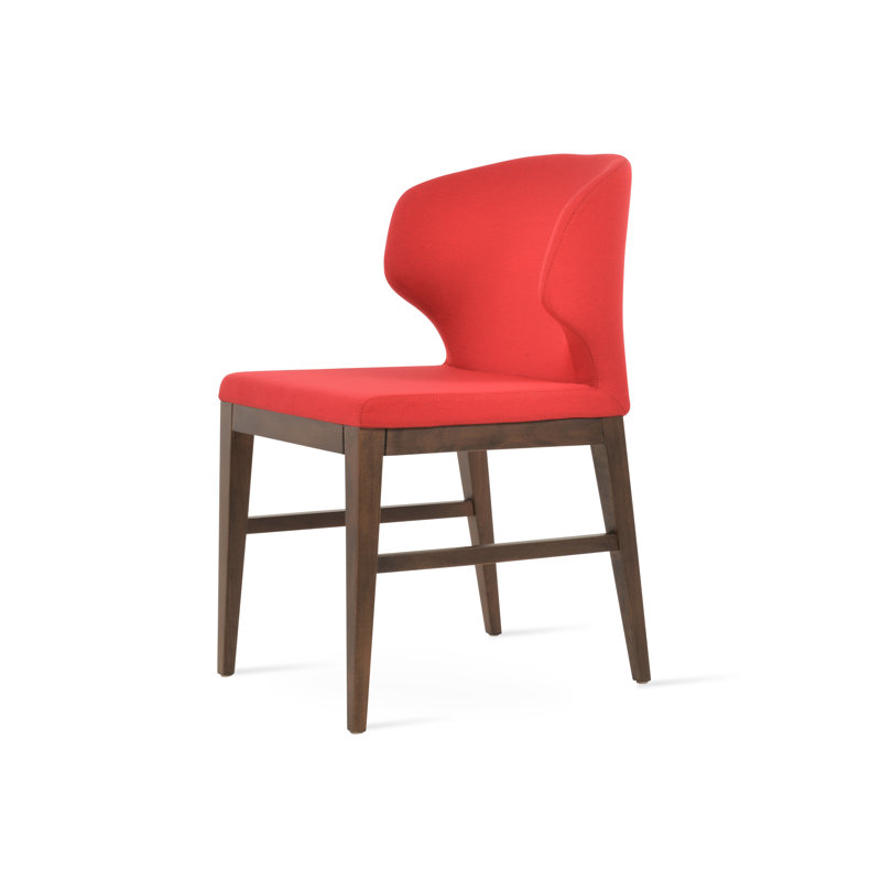 Chaise d'appoint en bois Amed Stretchers, Tissu rouge