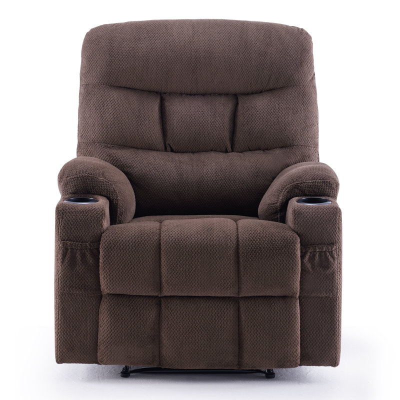 Catherne 34.3" Wide Upholstered Manual Recliner, Brown