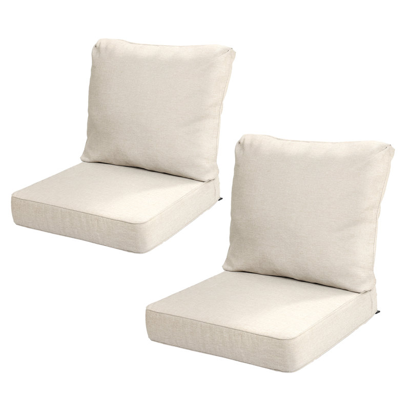  Outdoor Seat/Back Cushion Set of 2, Beige Taupe, 22" W x 24" D
