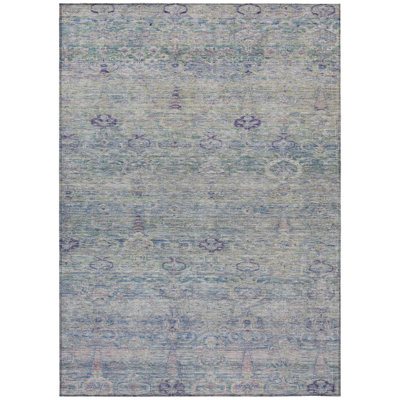 Machine Washable Indoor/Outdoor Xhevrie Plum Rug