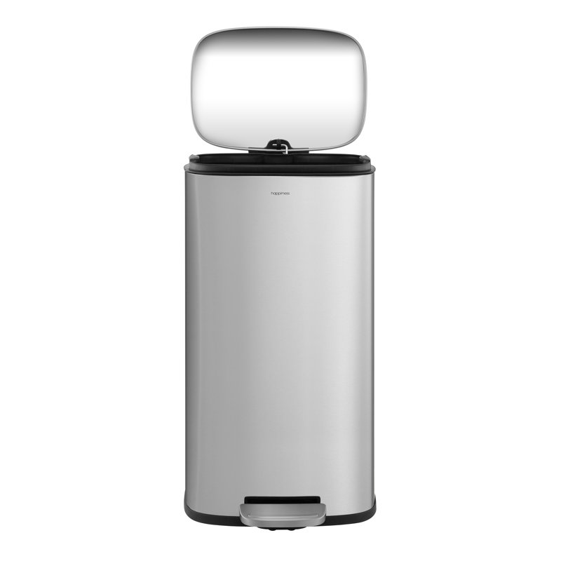 Steel Step On Kitchen Trash Can - 8 Gallons, Chrome