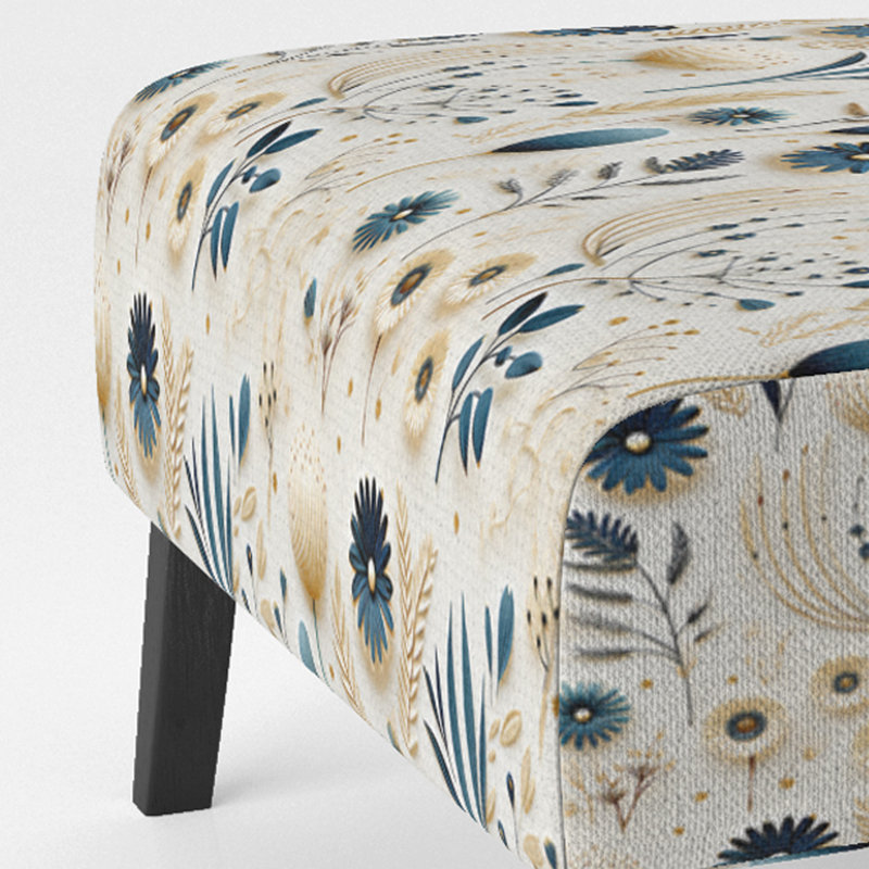 Fauteuil de chambre rembourré bleu et blanc